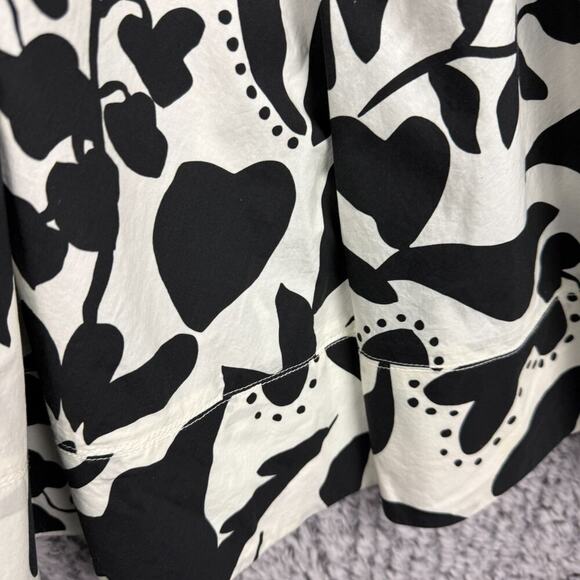 La Ligne Midi Dress Black White Smocked Cotton Poplin Medium Party MSRP $425 - Picture 4 of 12